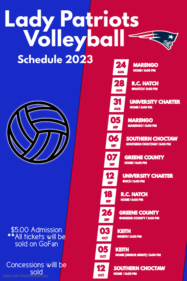 2023 Volleyball Schedule